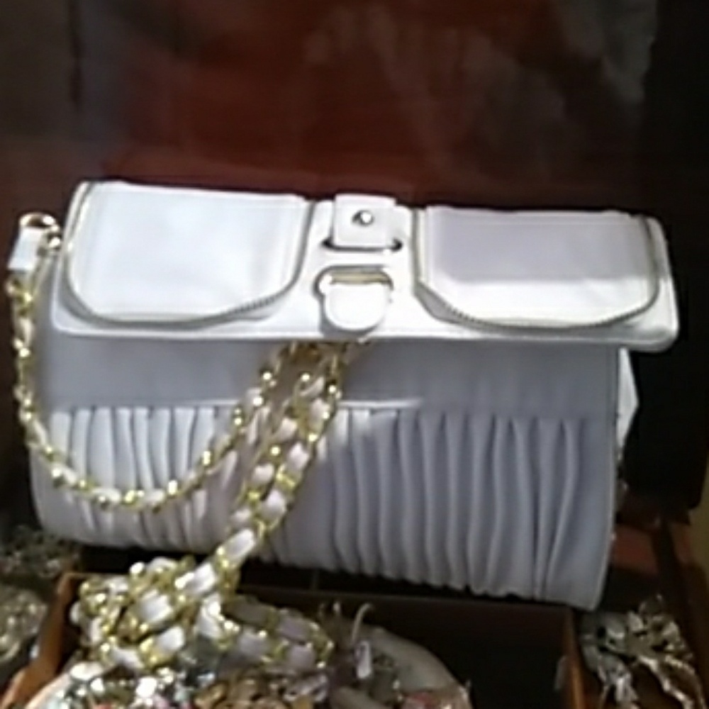 Big Buddha white leather bag